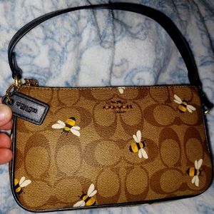 Coach bee pattern small purse/wristlet